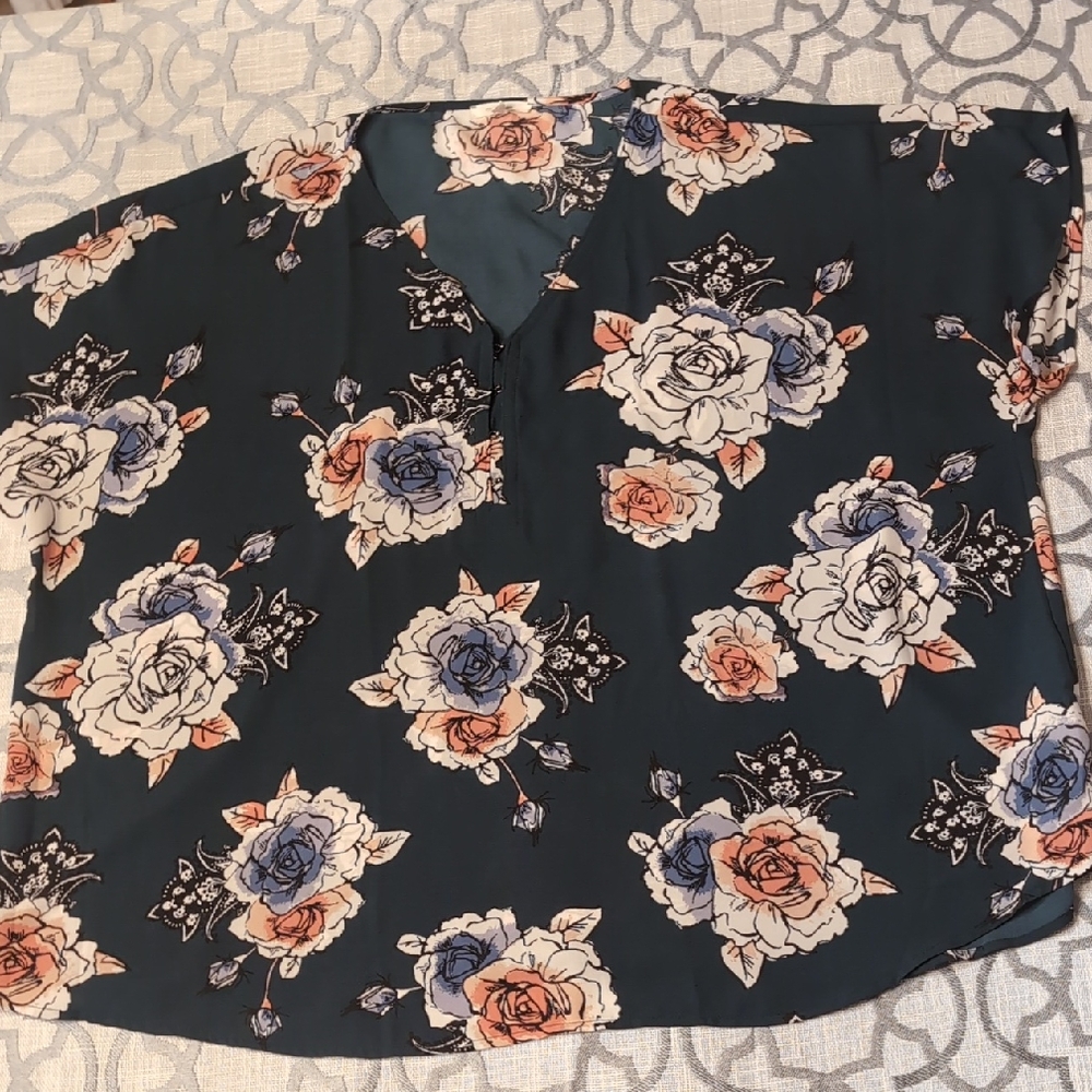 Maurices Dark Teal Floral Blouse